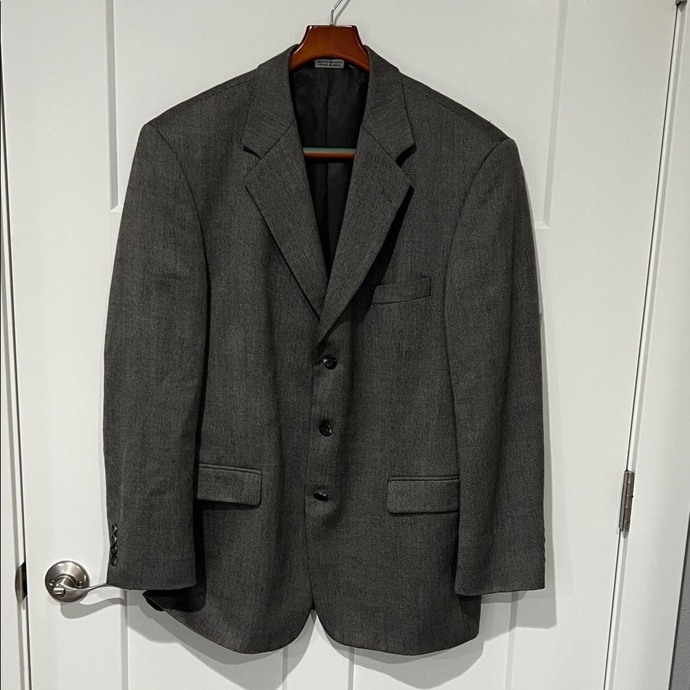 Stafford Charcoal Men's Wool and Cashmere 3 Button Blazer Sz 44R